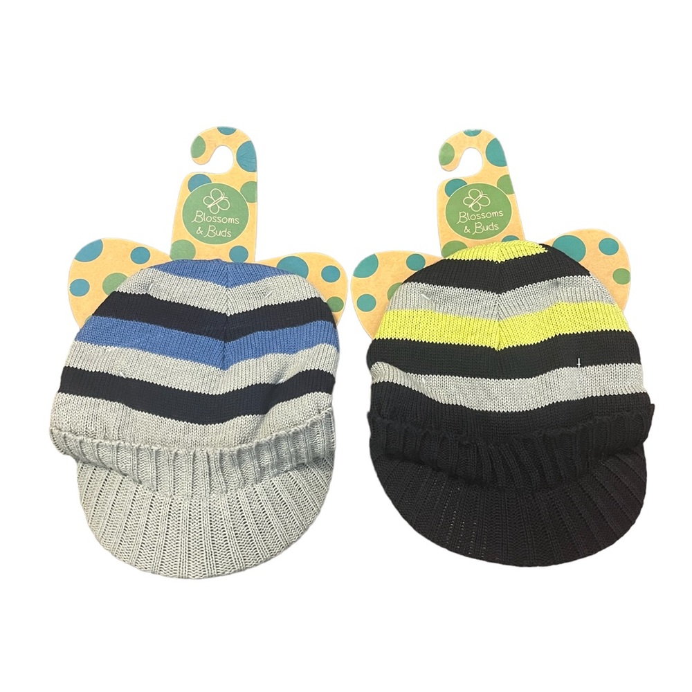 🌟NWT🌟 Blossoms & Buds Infant/Toddler OS Knit Beanie Hats with Brim - Lot of 2